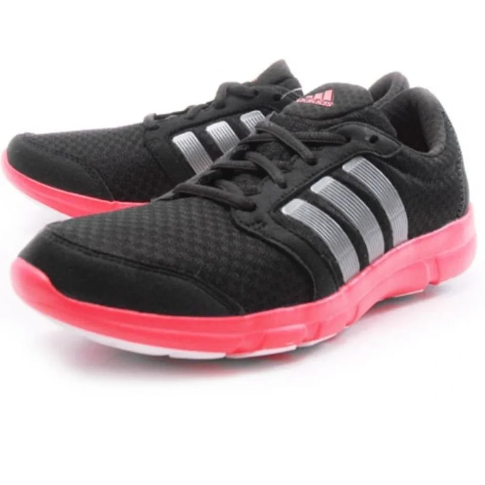 Adidas Essential Star 2 Sneakers Womens Size 7 Black Pink Silver Running Shoes